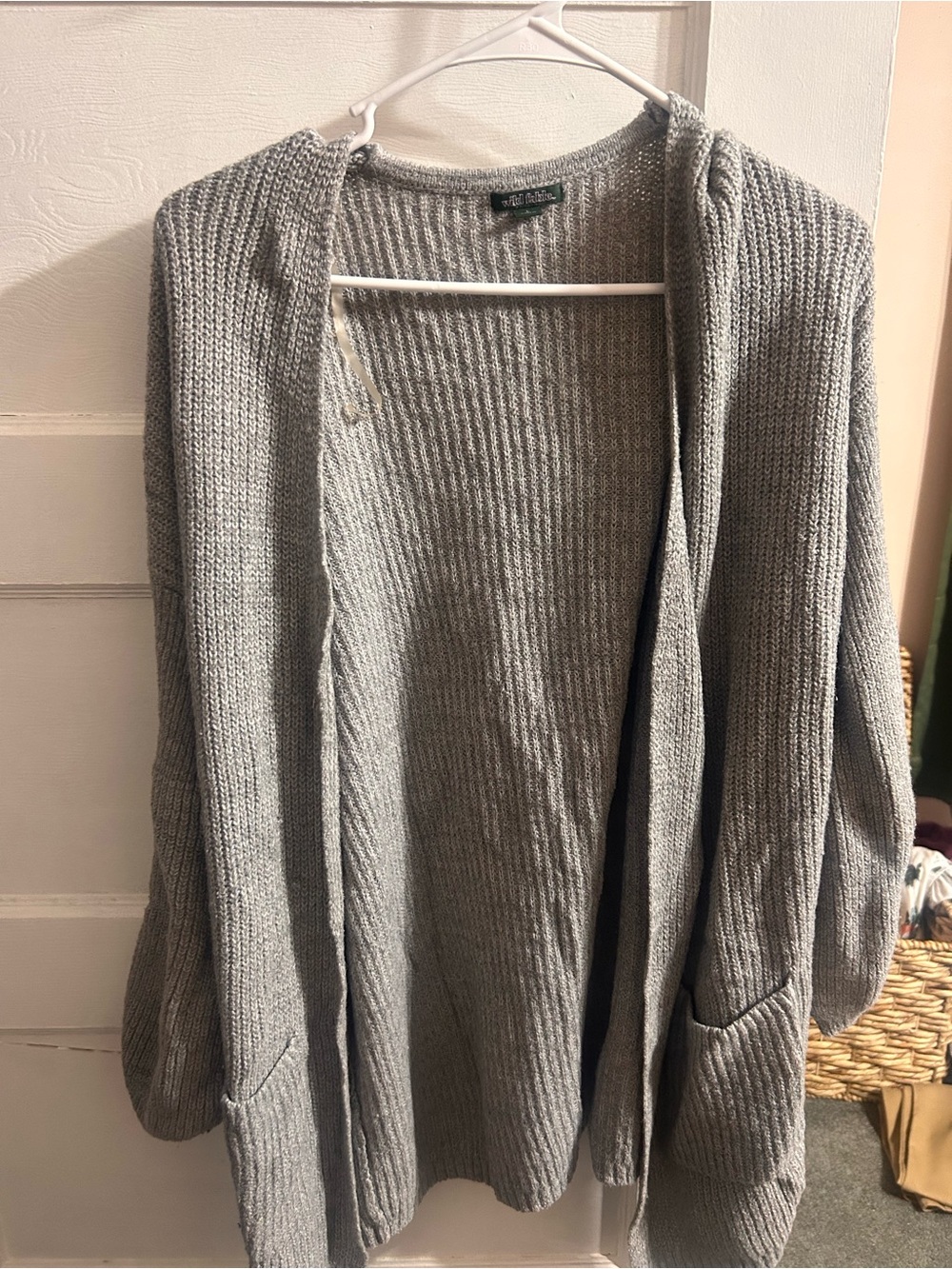 wild fable Light Gray Open-Front Ribbed Cardigan